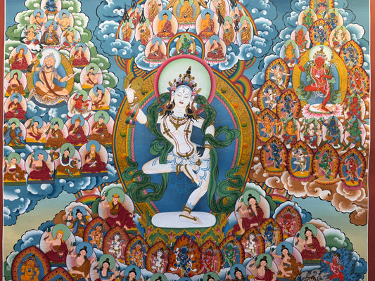 Machik Labdron Refuge Tree Thangka Painting 108*70