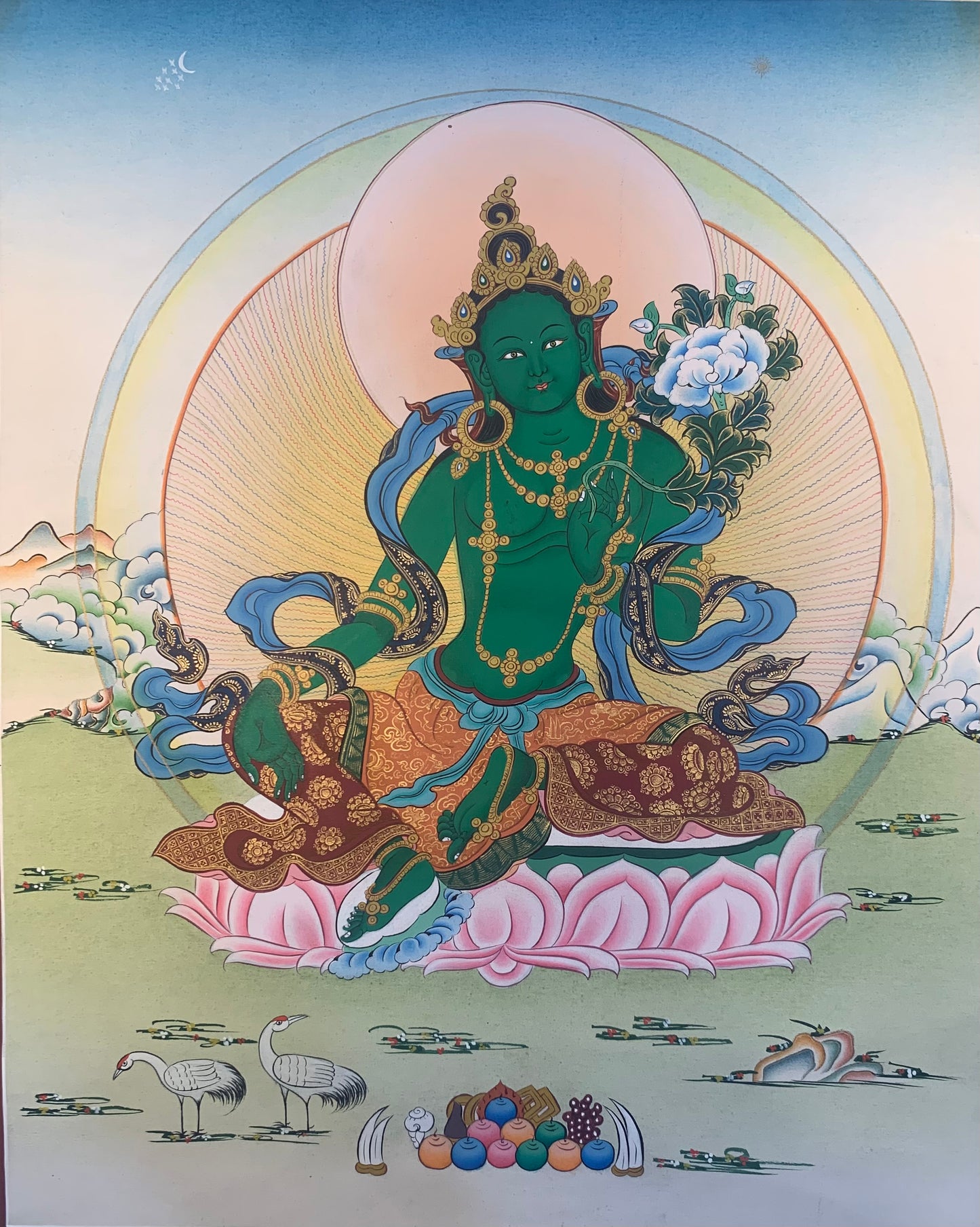 Green Tara Thangka Painting42x33