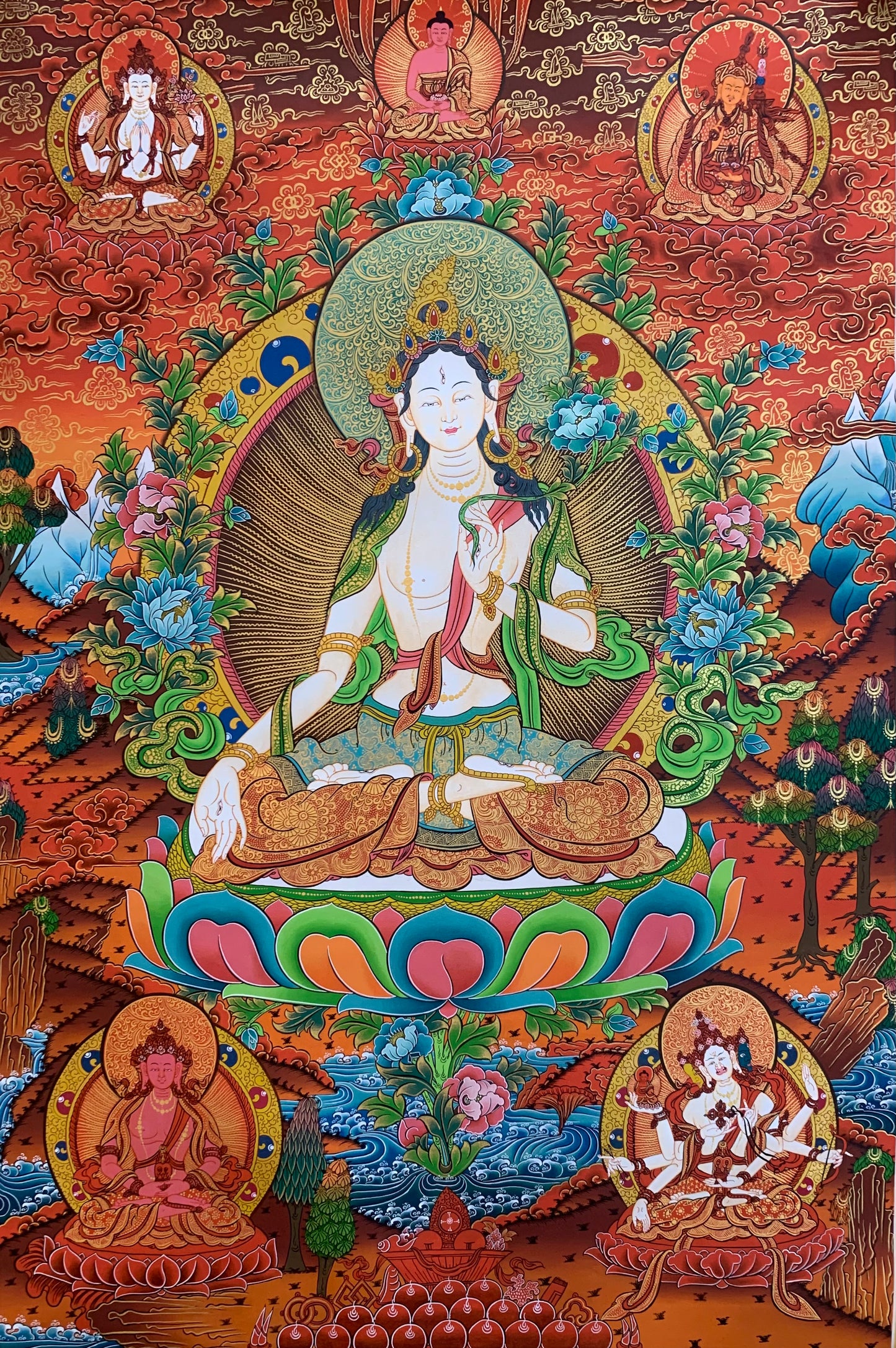 White Tara Thangka Painting 90*63