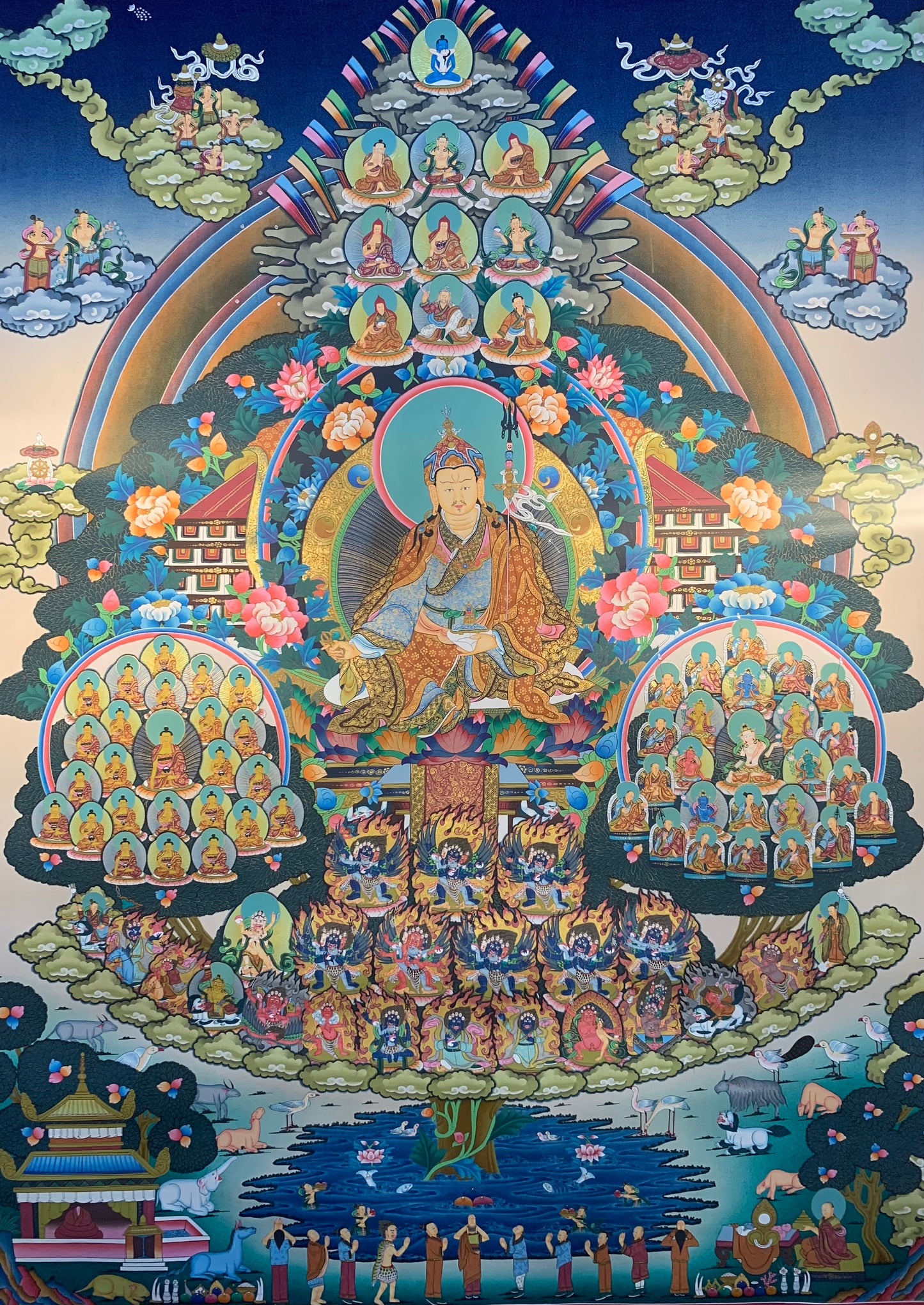 Nyingma Lineage Refuge Tree Thangka Painting 93*64