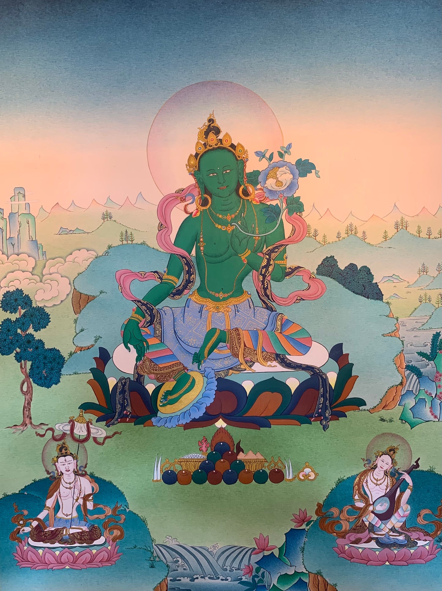Green Tara Thangka Painting 60*45