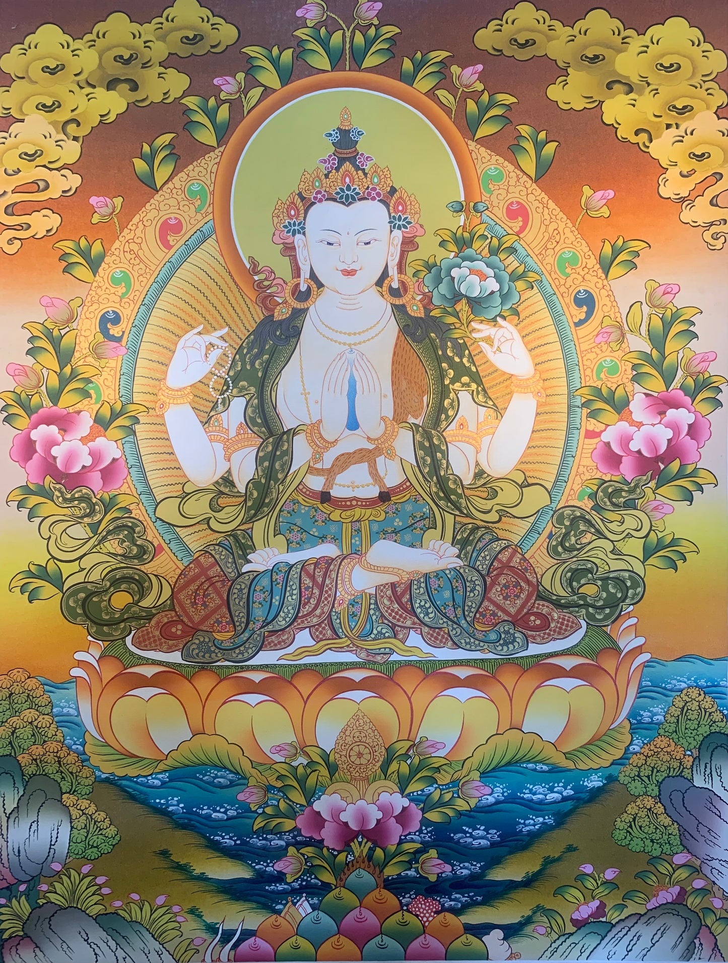 Chenrezig Thangka Painting 68*51
