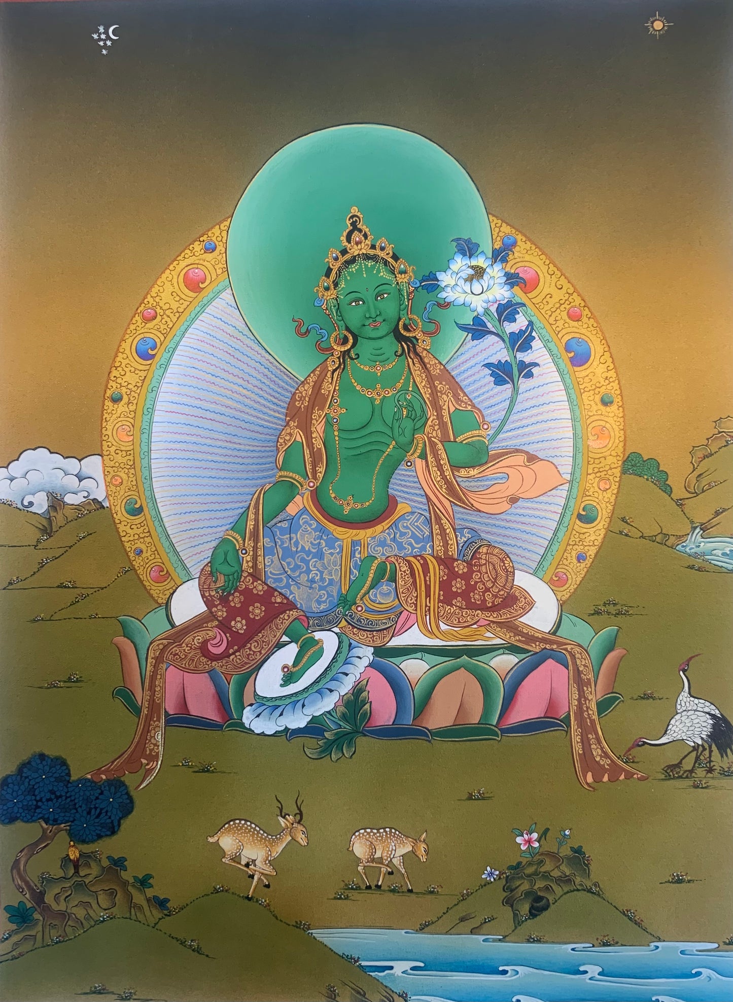 Green Tara Thangka Painting40x30