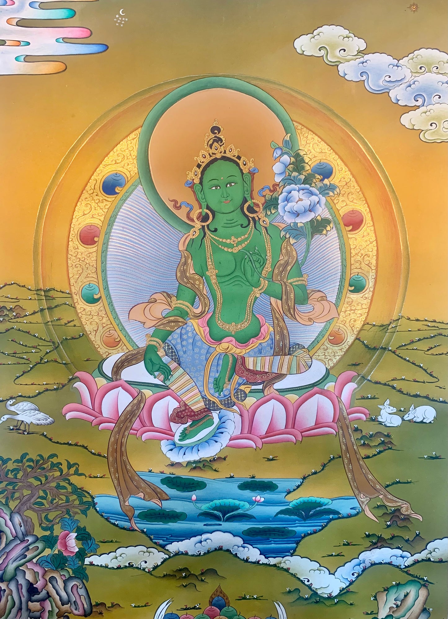 Green Tara Thangka Painting 52x40