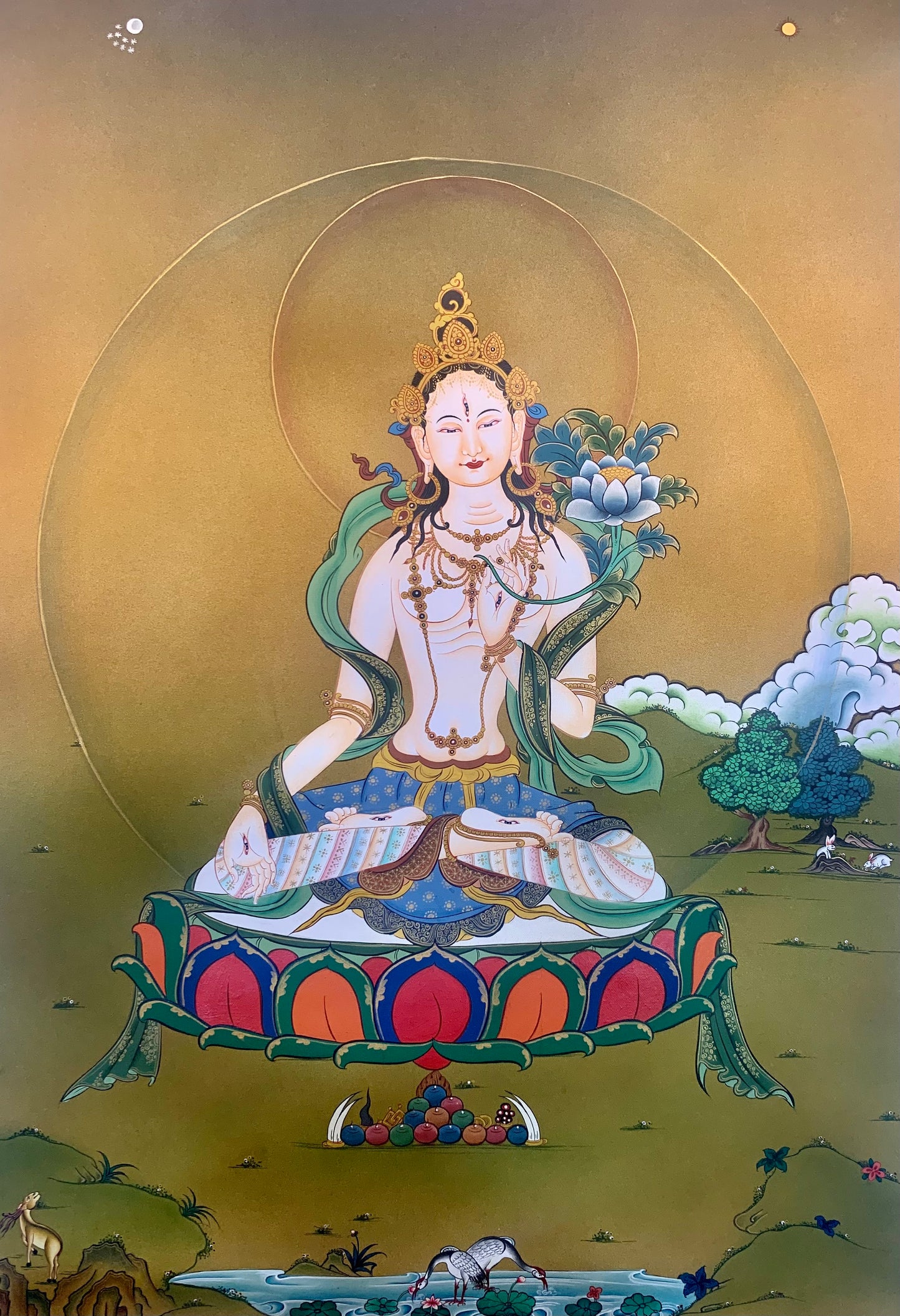 White Tara Thangka Painting 52*40