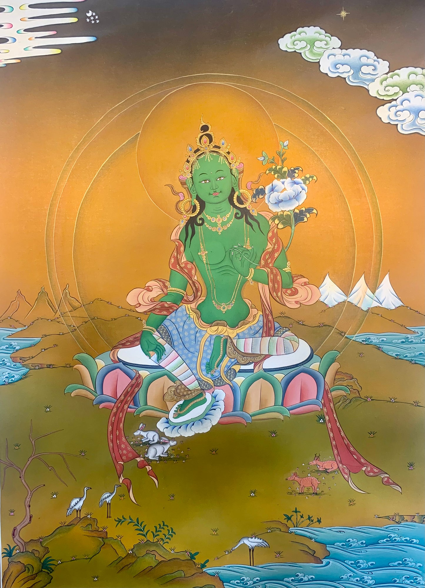 Green Tara Thangka Painting 52x40