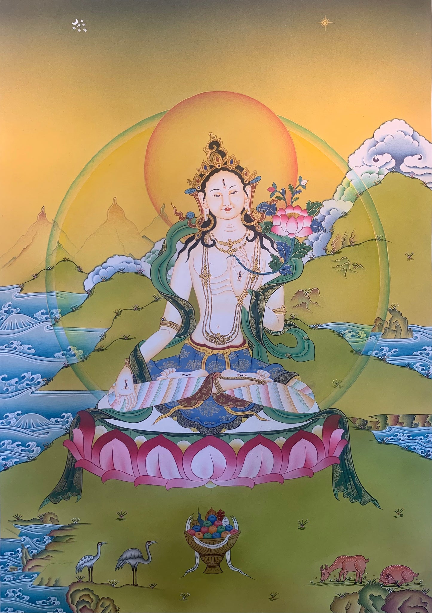 White Tara Thangka Painting 52*40