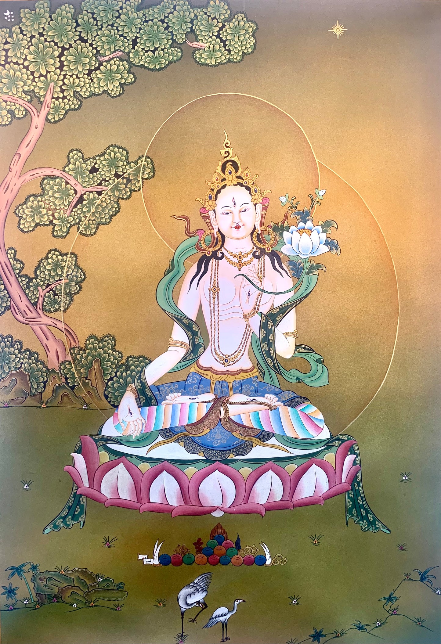 White Tara Thangka Painting 52*40