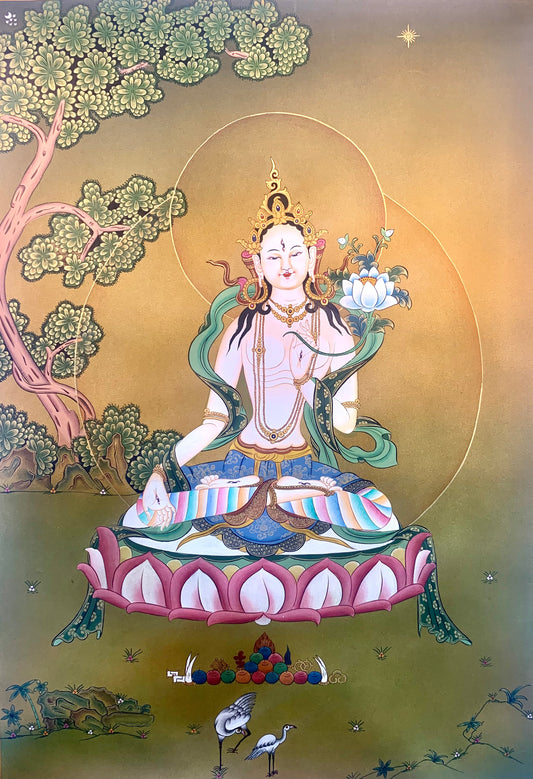 White Tara Thangka Painting 52*40