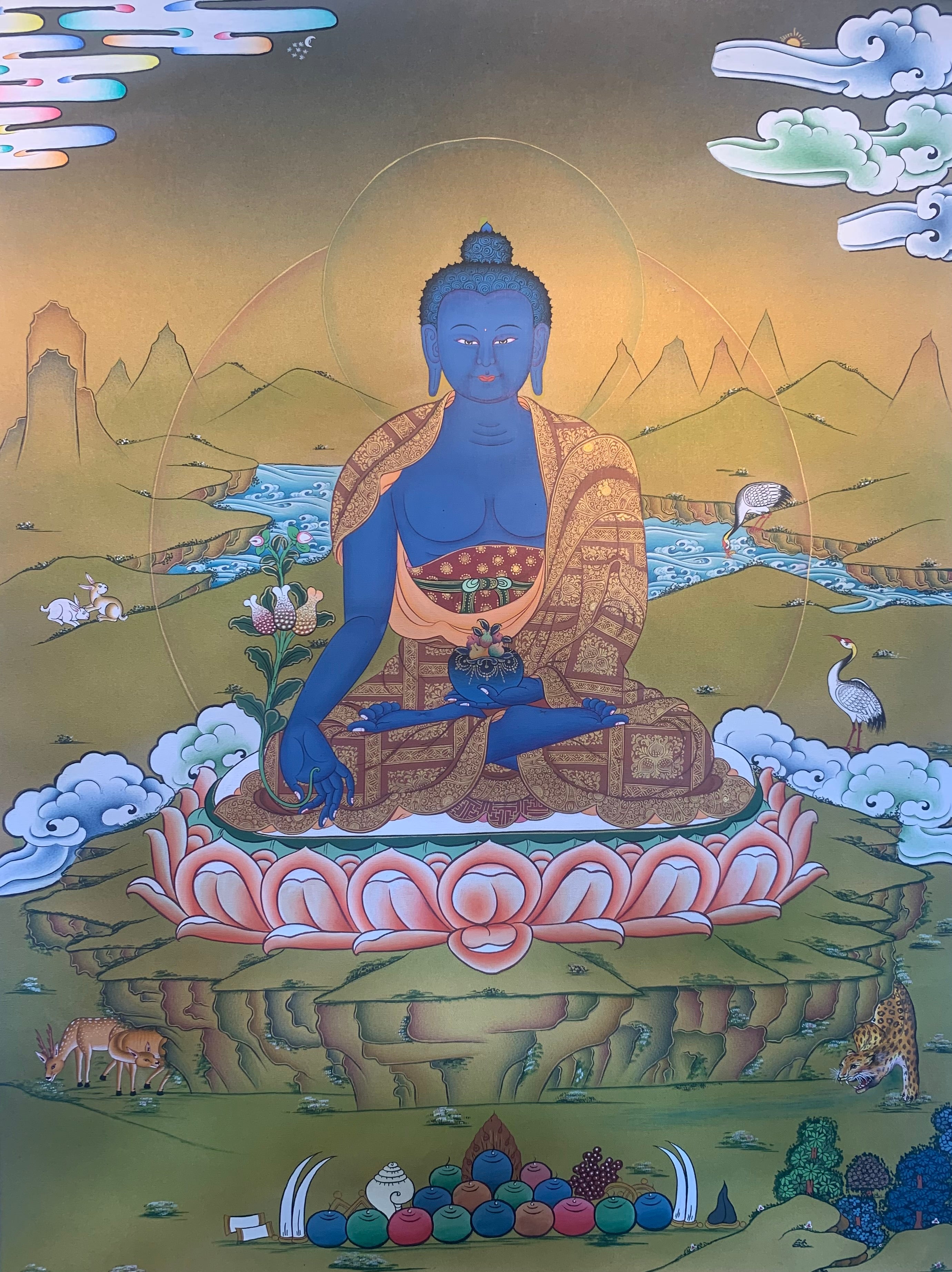 Medicine Buddha Thangka Painting 60*45