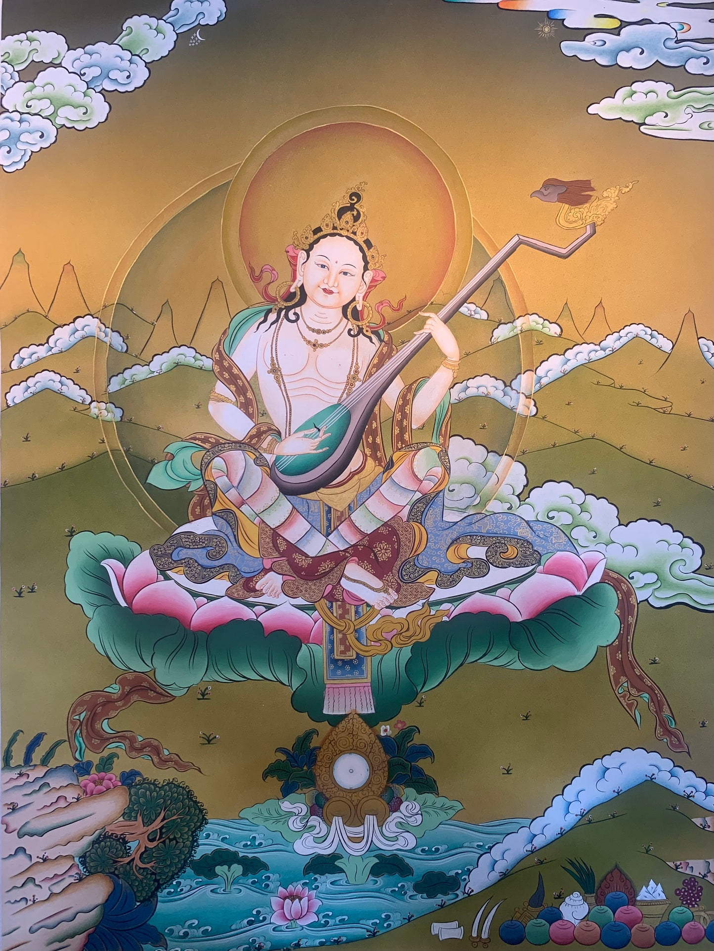 Sarasvati Thangka Painting 60*45
