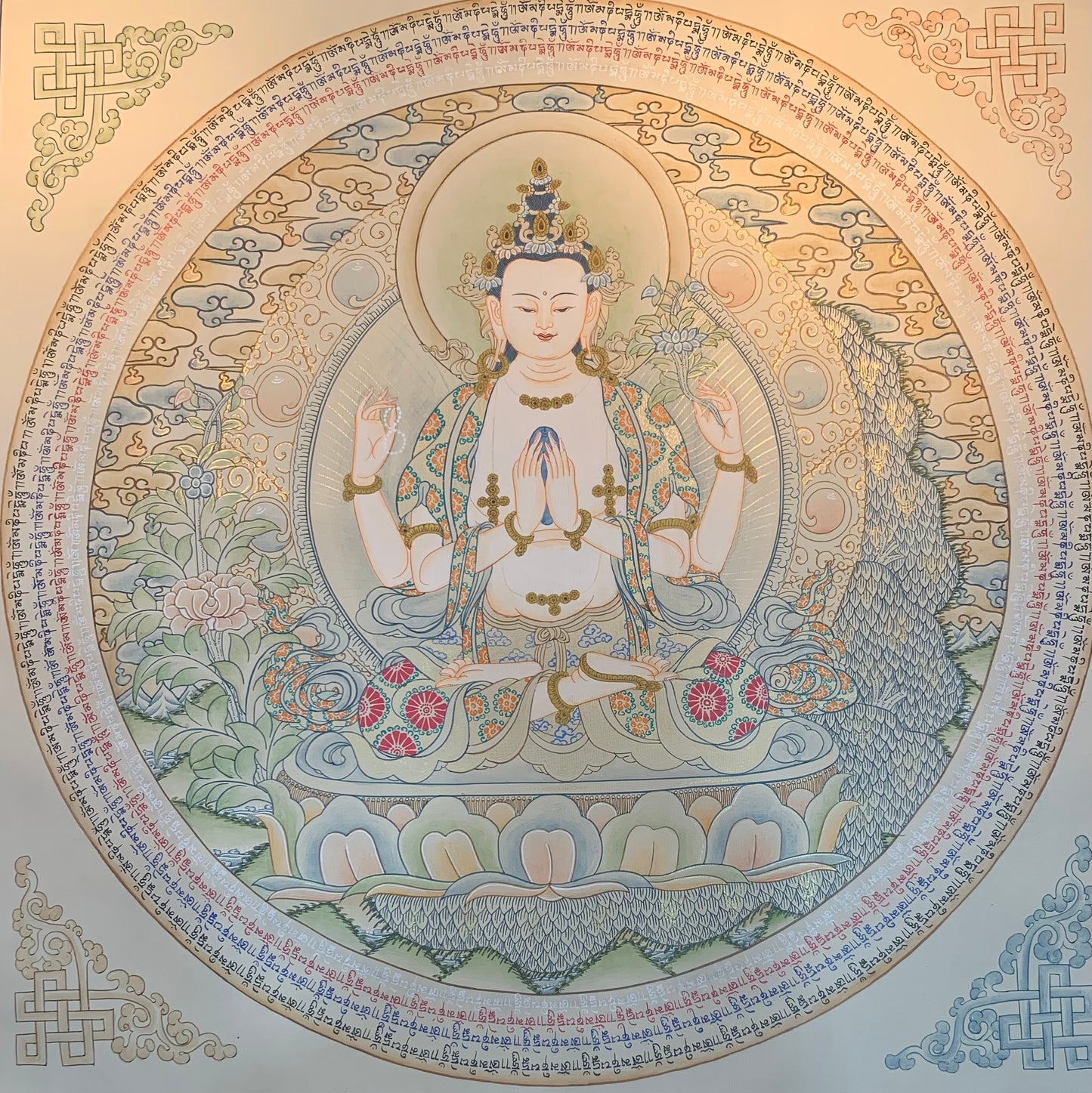 Chenrezig Thangka Painting 50*50
