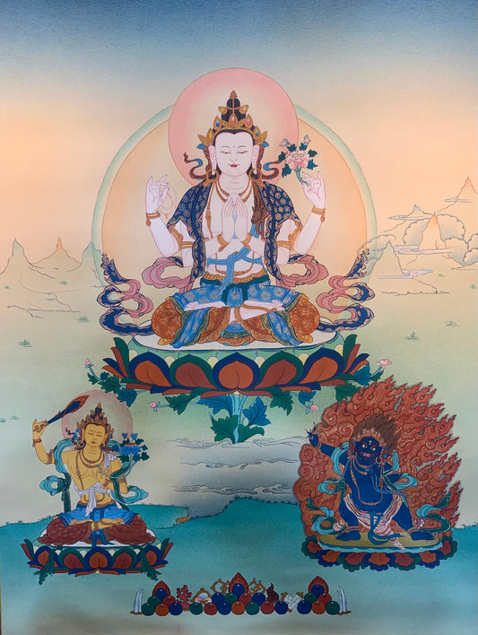 Chenrezig Thangka Painting 60*45