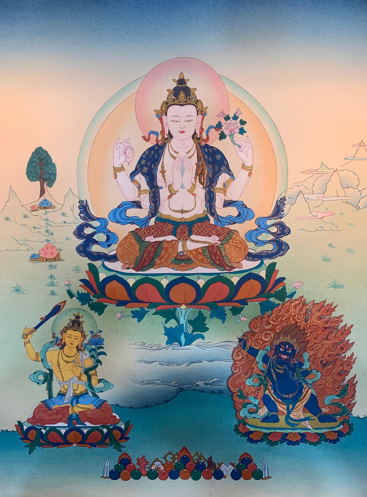 Chenrezig Thangka Painting 60*45