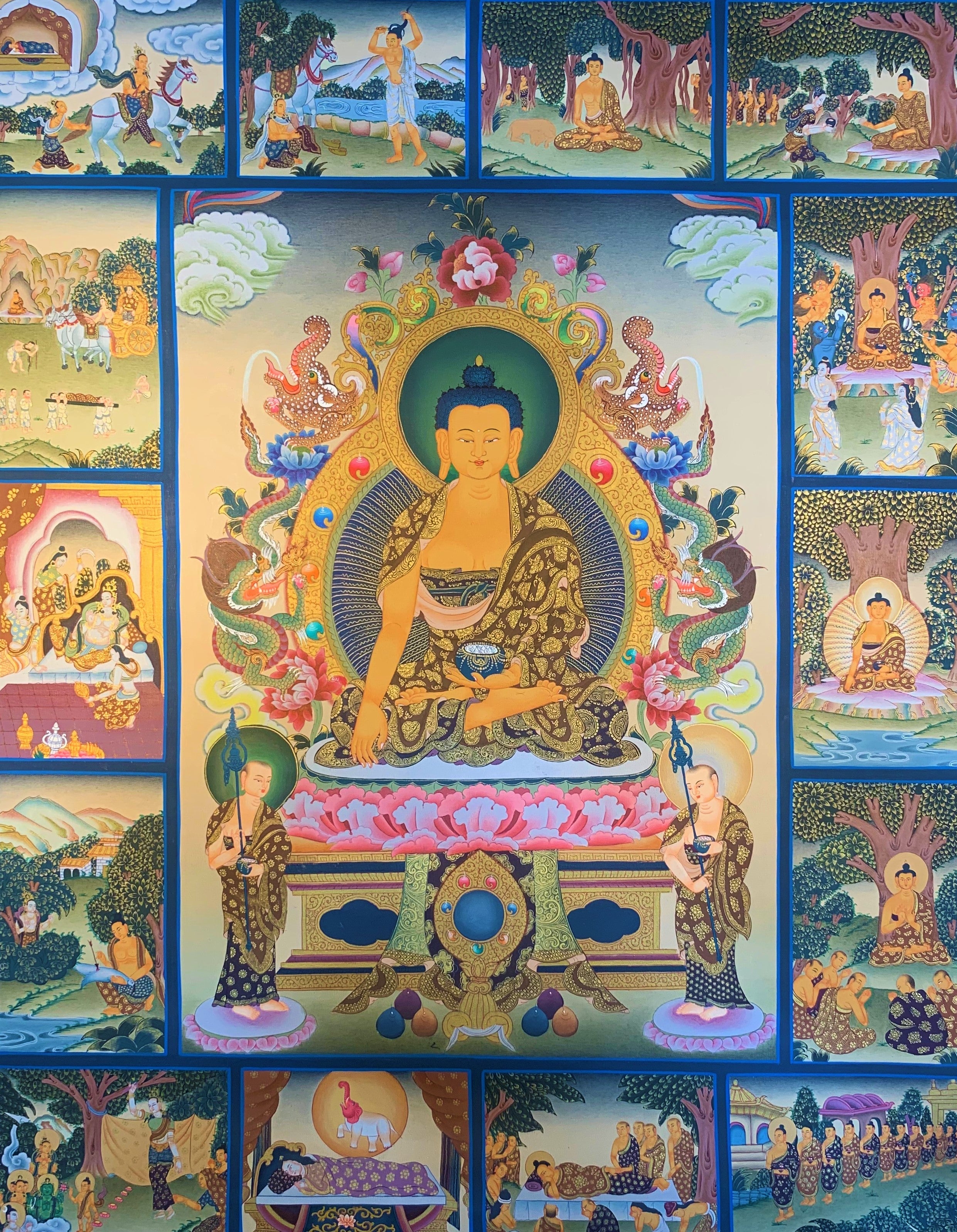 50% Commission of Life of Buddha Thangka Painting 70*50