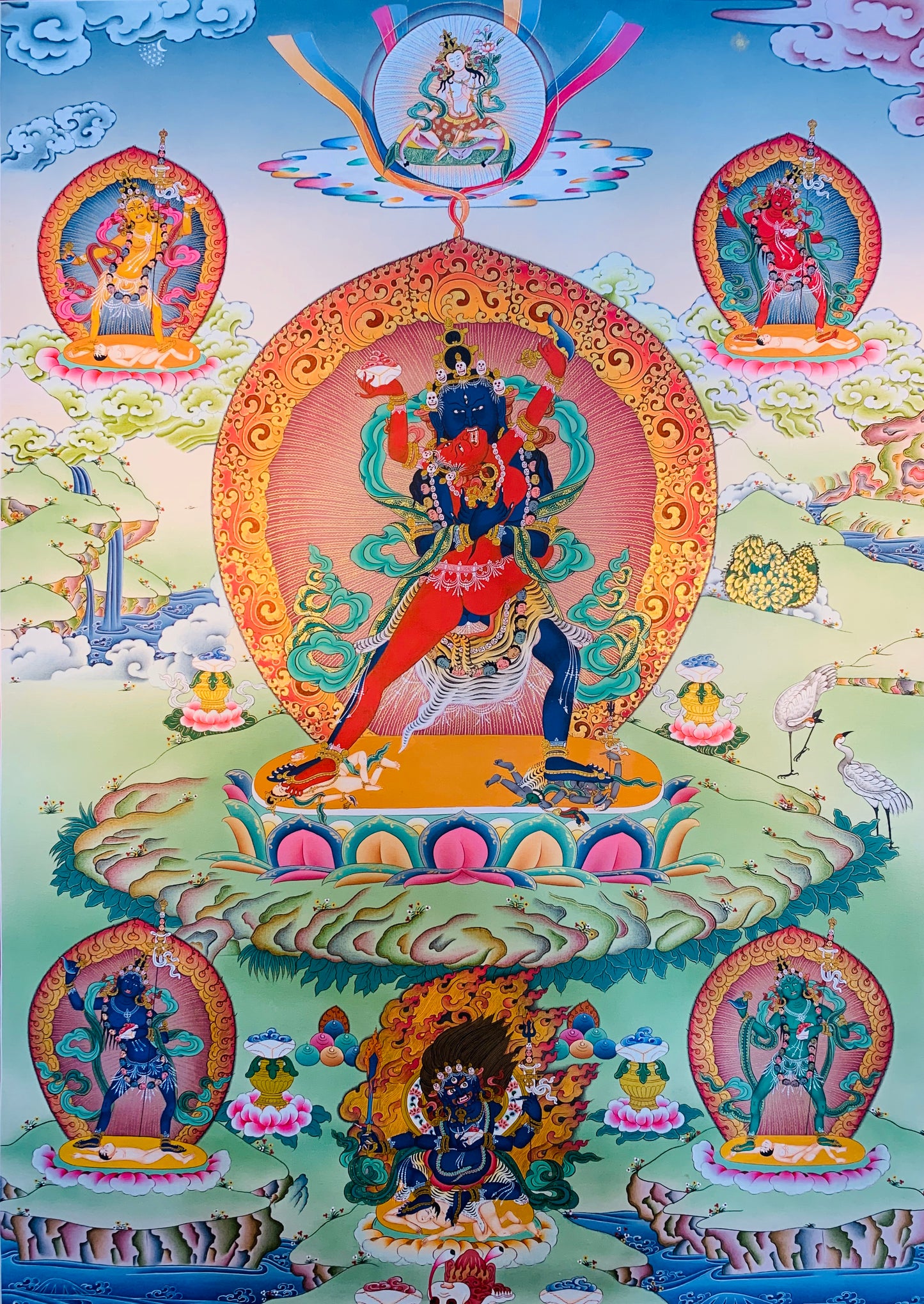 Wrathful Deity Chakrasamvara Thangka Painting 75*53