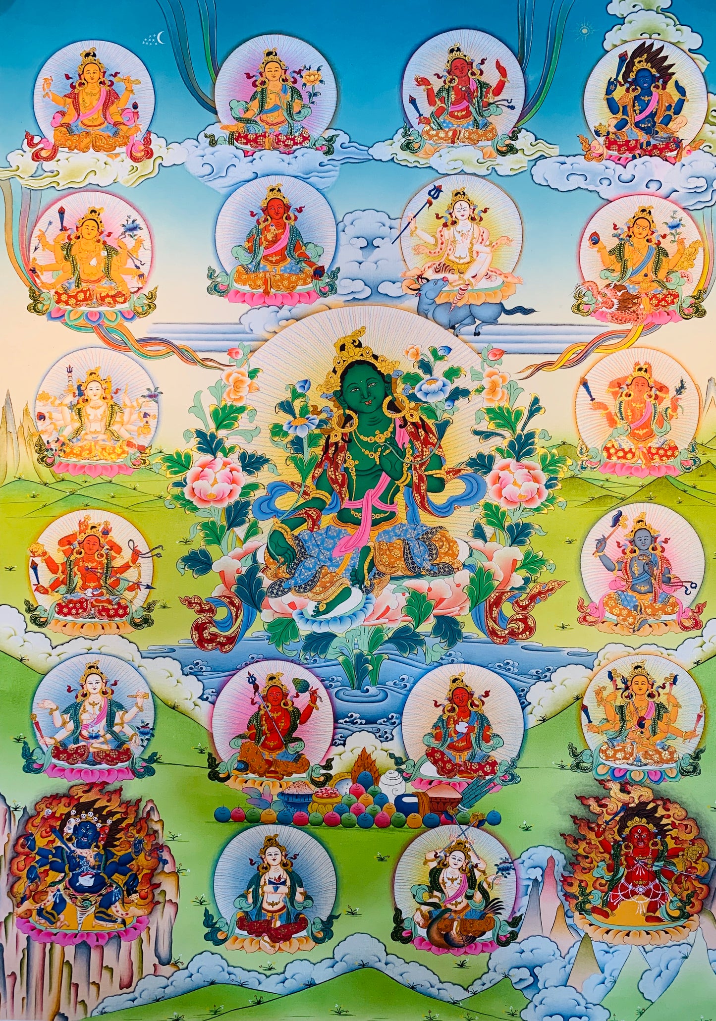 21 Taras - Green Tara Thangka Painting 60*45