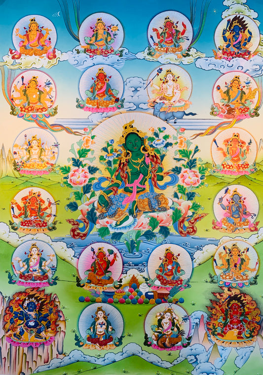 21 Taras - Green Tara Thangka Painting 60*45