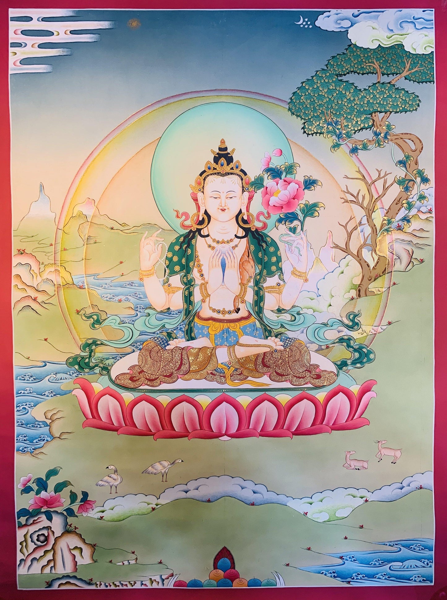 Chenrezig Thangka Painting 52*40 - The Thangka