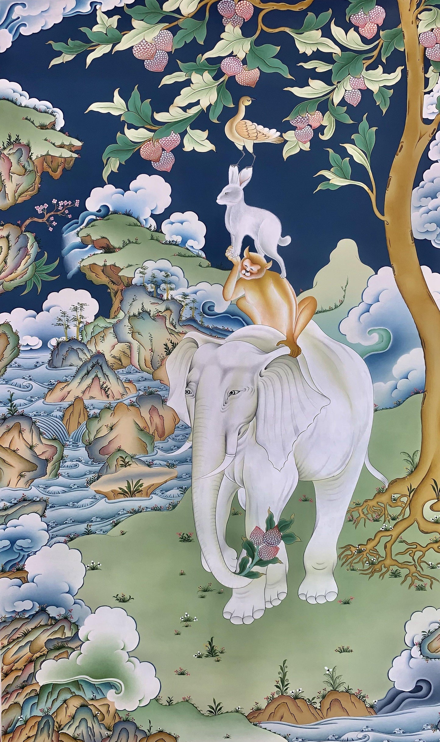 4 Friends Thangka Painting 100*56 - The Thangka
