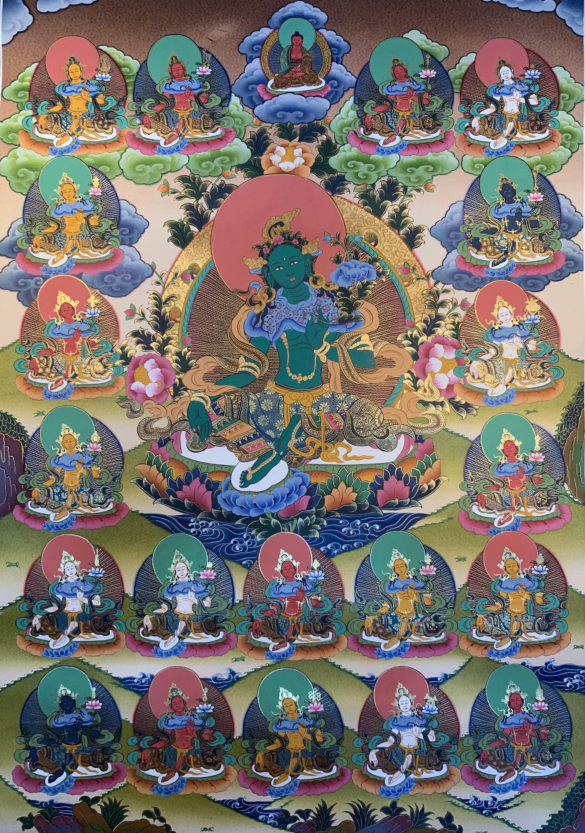 21 Taras Green Tara Thangka Painting 70*50 - The Thangka