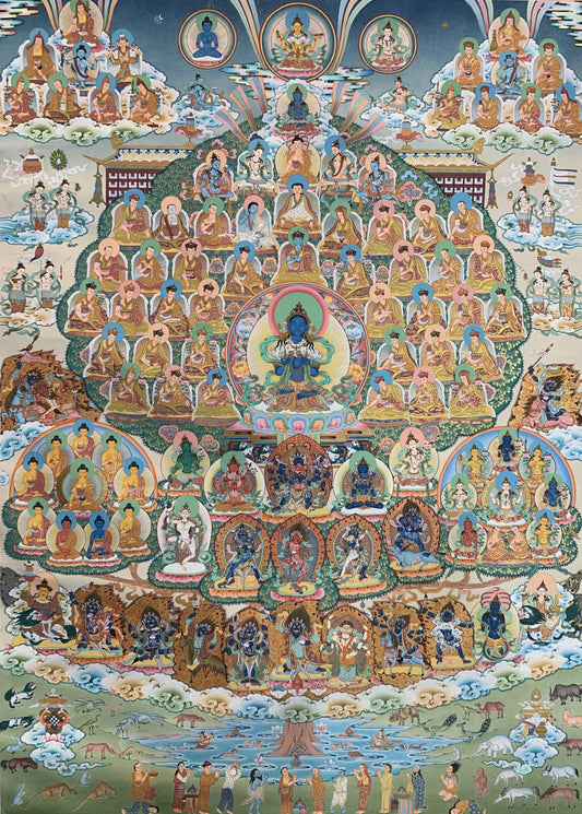 Kagyu Lineage Refuge Tree Thangka Painting 93*64 - The Thangka