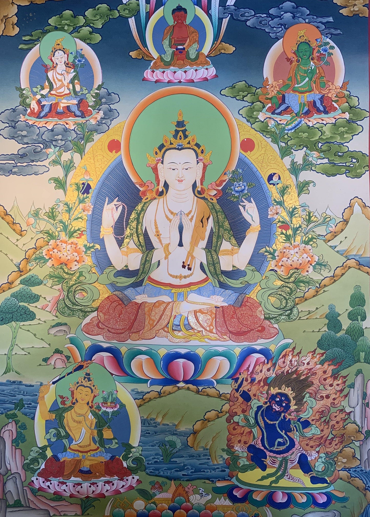 Chenrezig Thangka Painting 70*50 - The Thangka