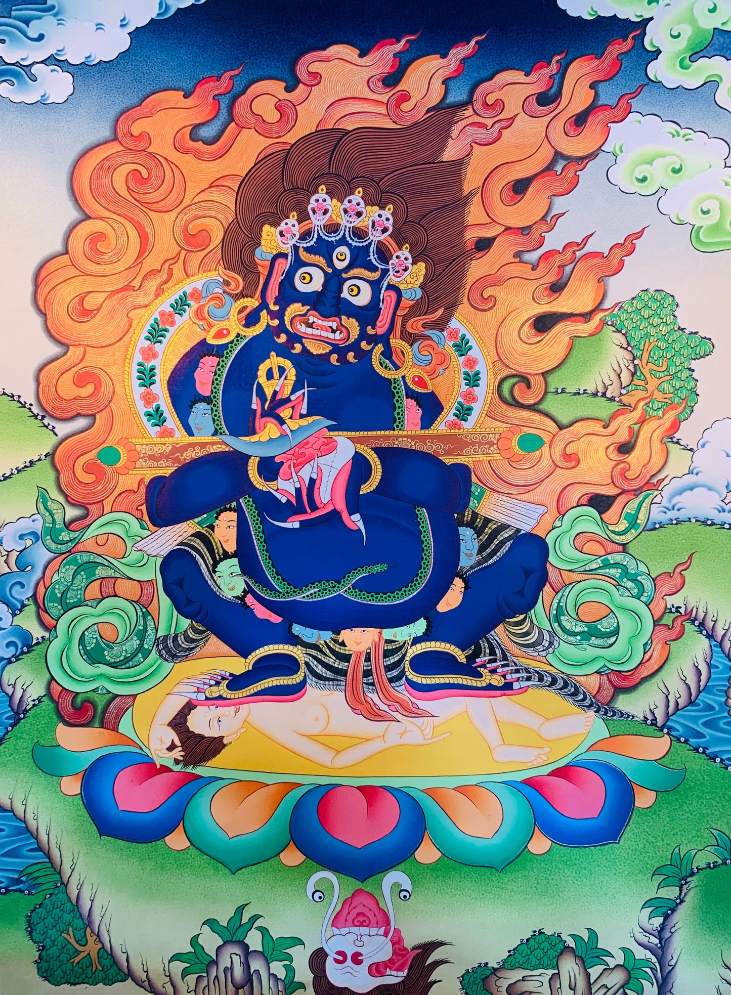 Wrathful Deity 2 Arms Mahakala Thangka Painting 60*45 - The Thangka