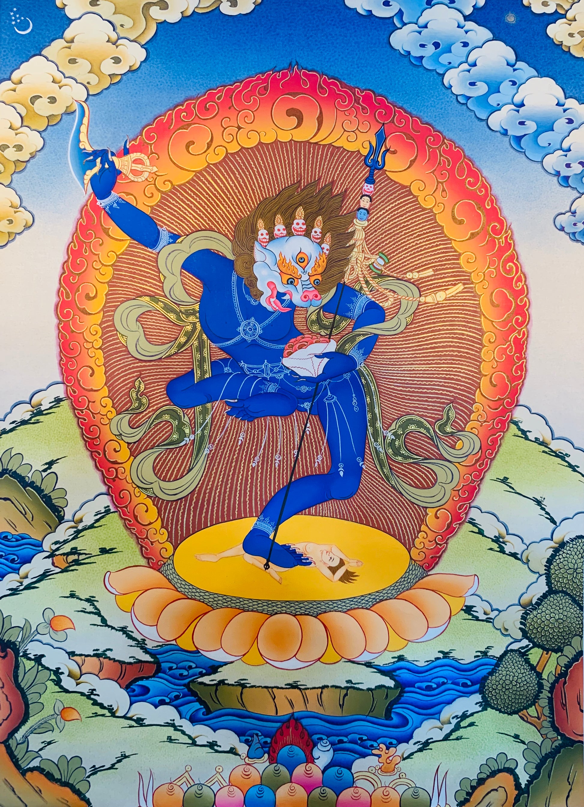 Simhamukha Thangka Painting 50*40 - The Thangka