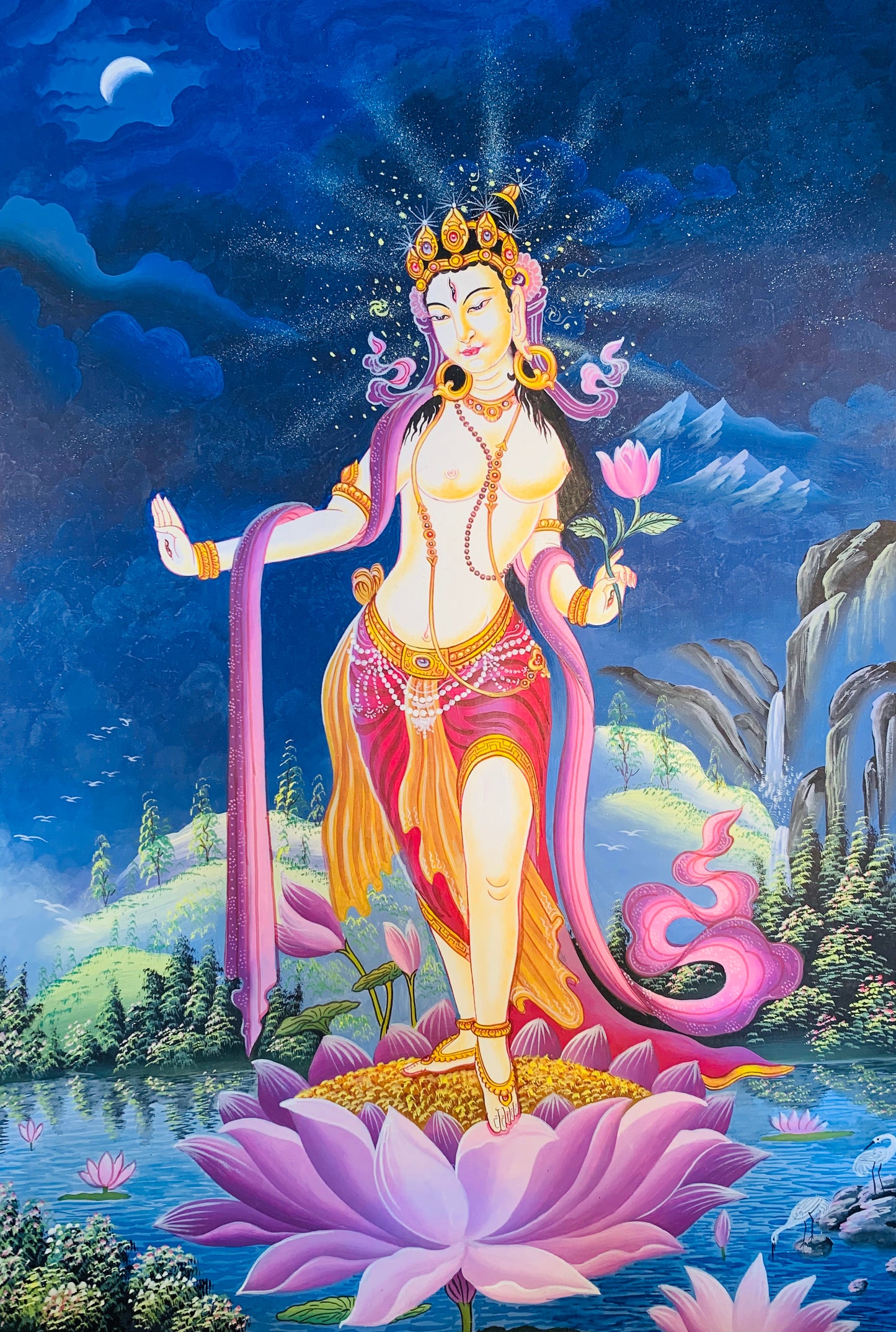 White Tara Thangka Painting 60*40 - The Thangka