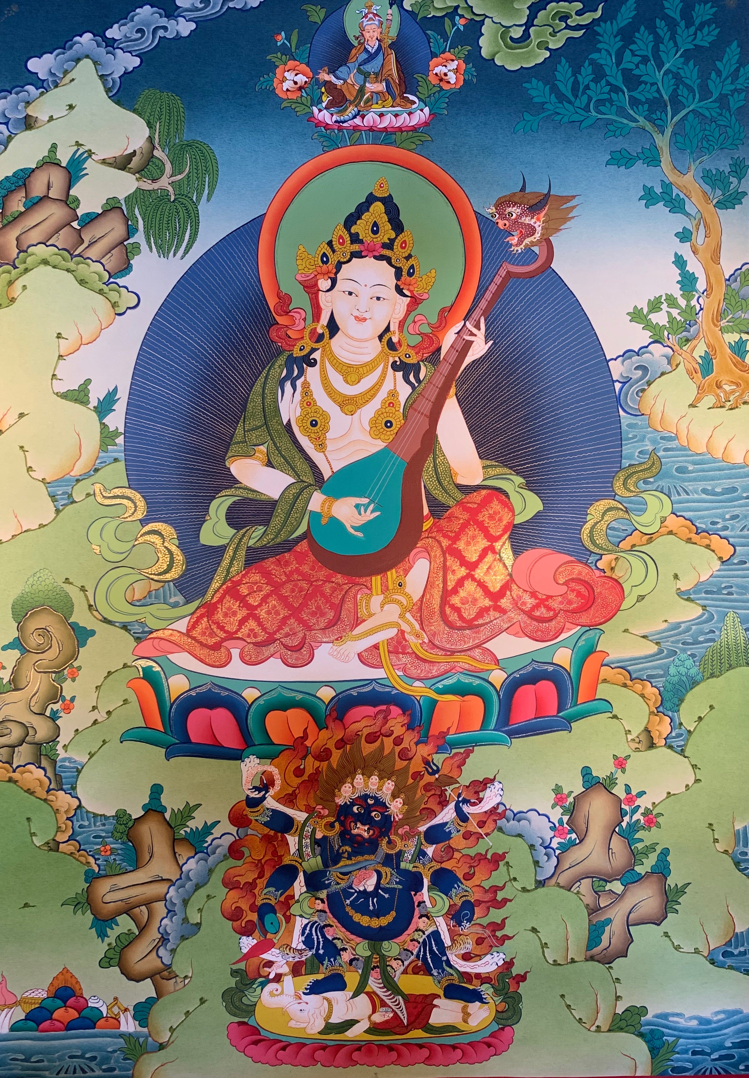 Sarasvati Thangka Painting 75*50 - The Thangka