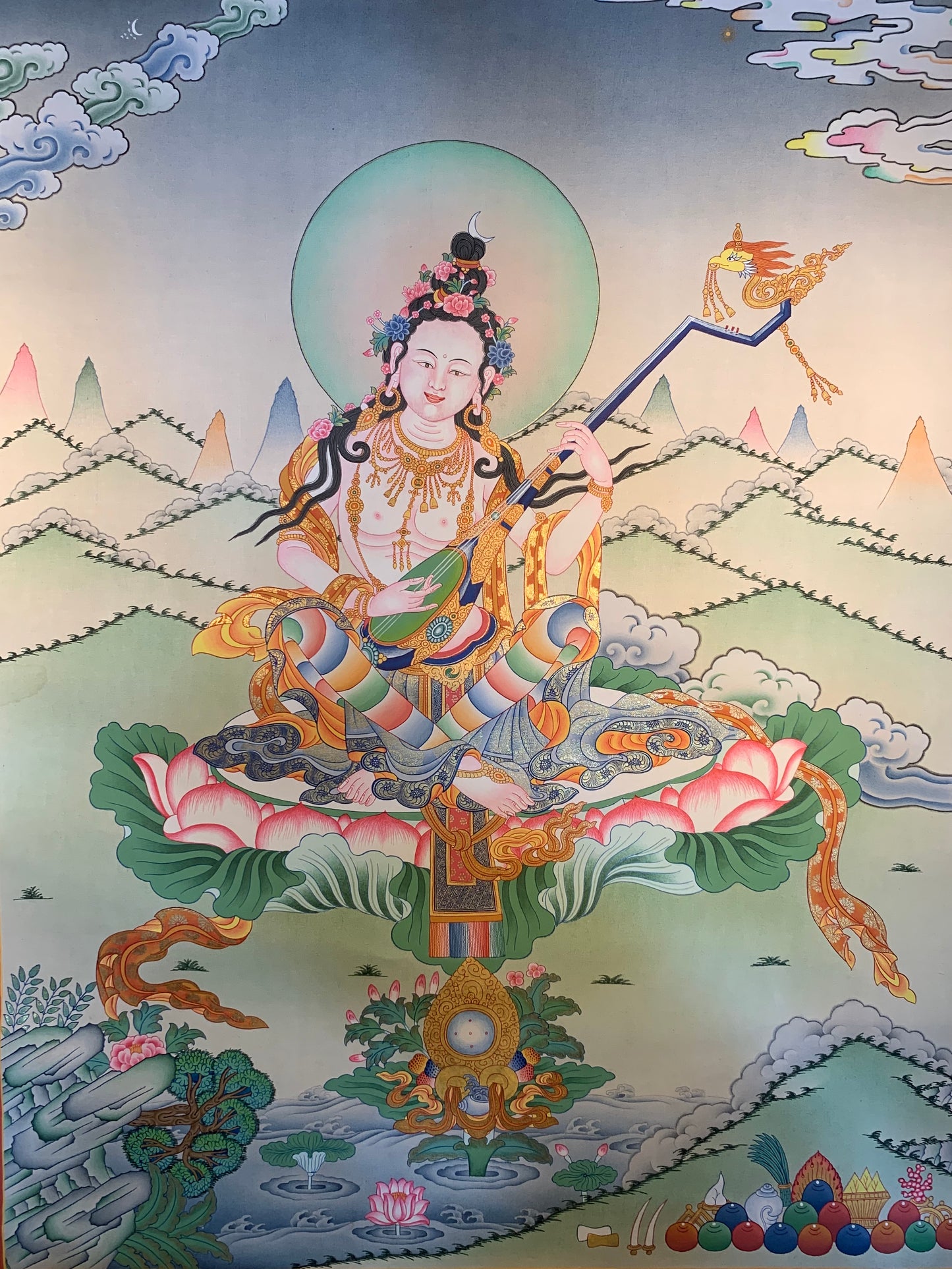 Sarasvati Thangka Painting 60*45 - The Thangka