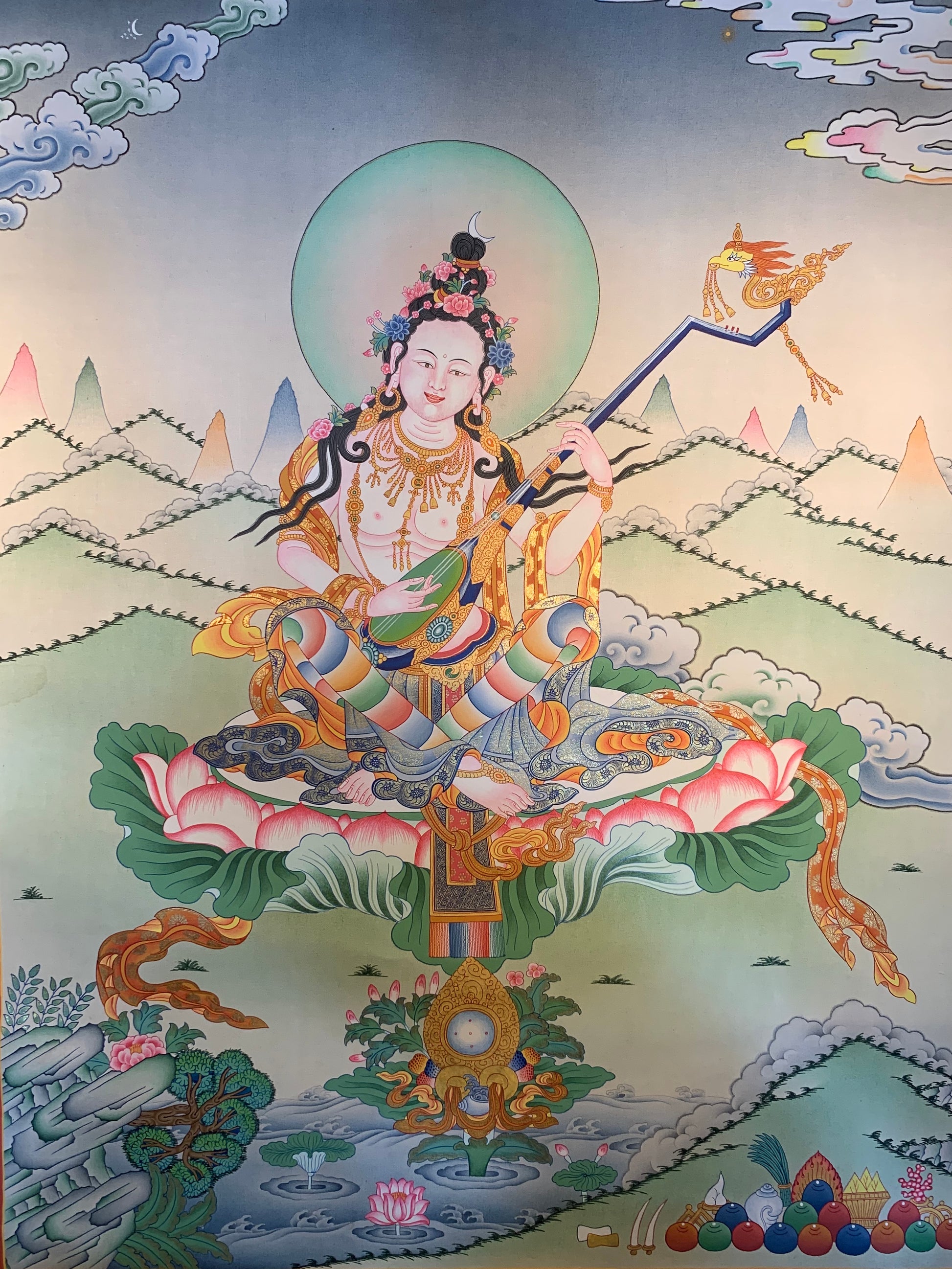 Sarasvati Thangka Painting 60*45 - The Thangka