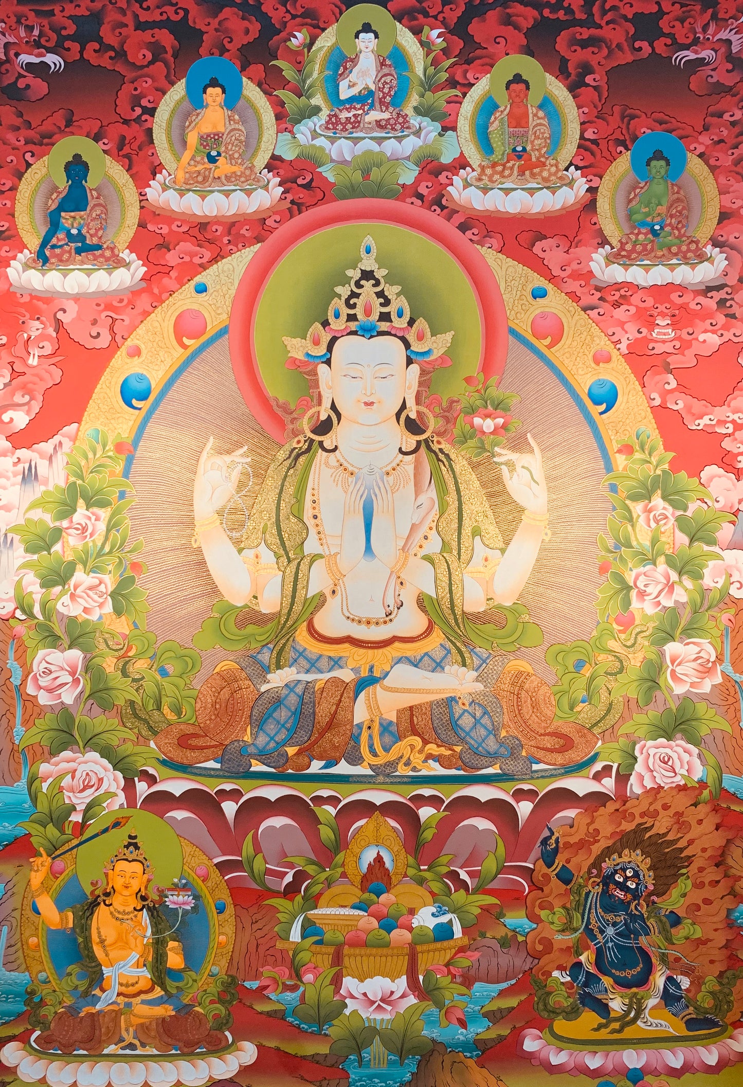 Chenrezig Thangka Painting 90*60 - The Thangka