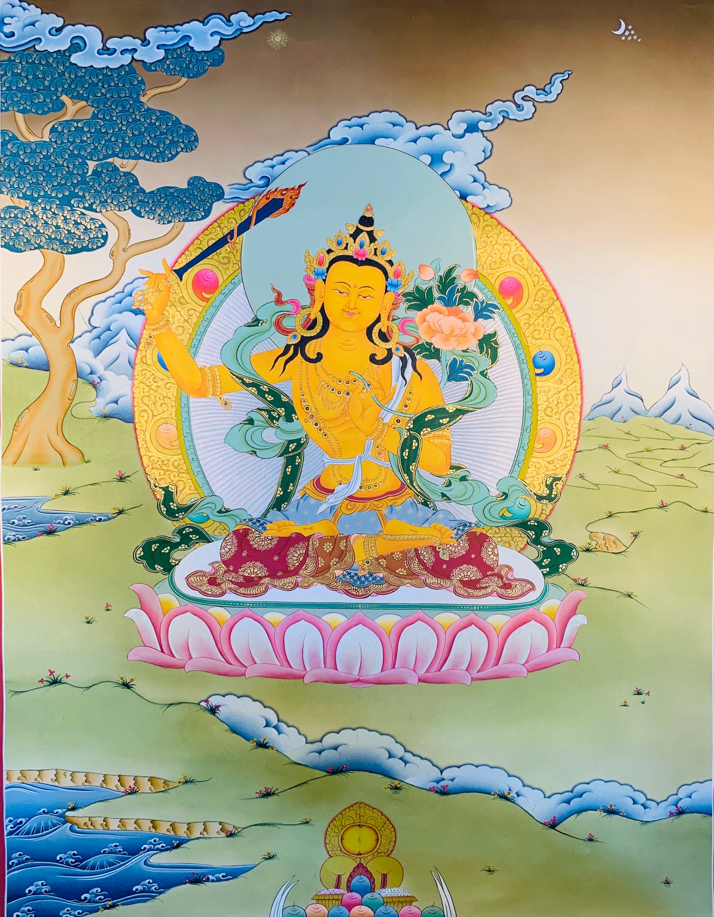 Manjushri Thangka Painting 56*42 - The Thangka