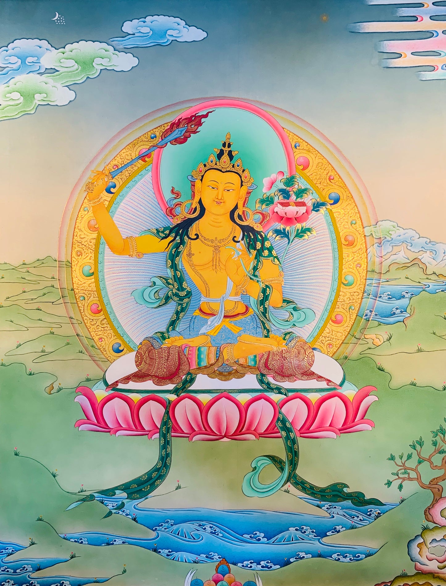 Manjushri Thangka Painting 56*42 - The Thangka