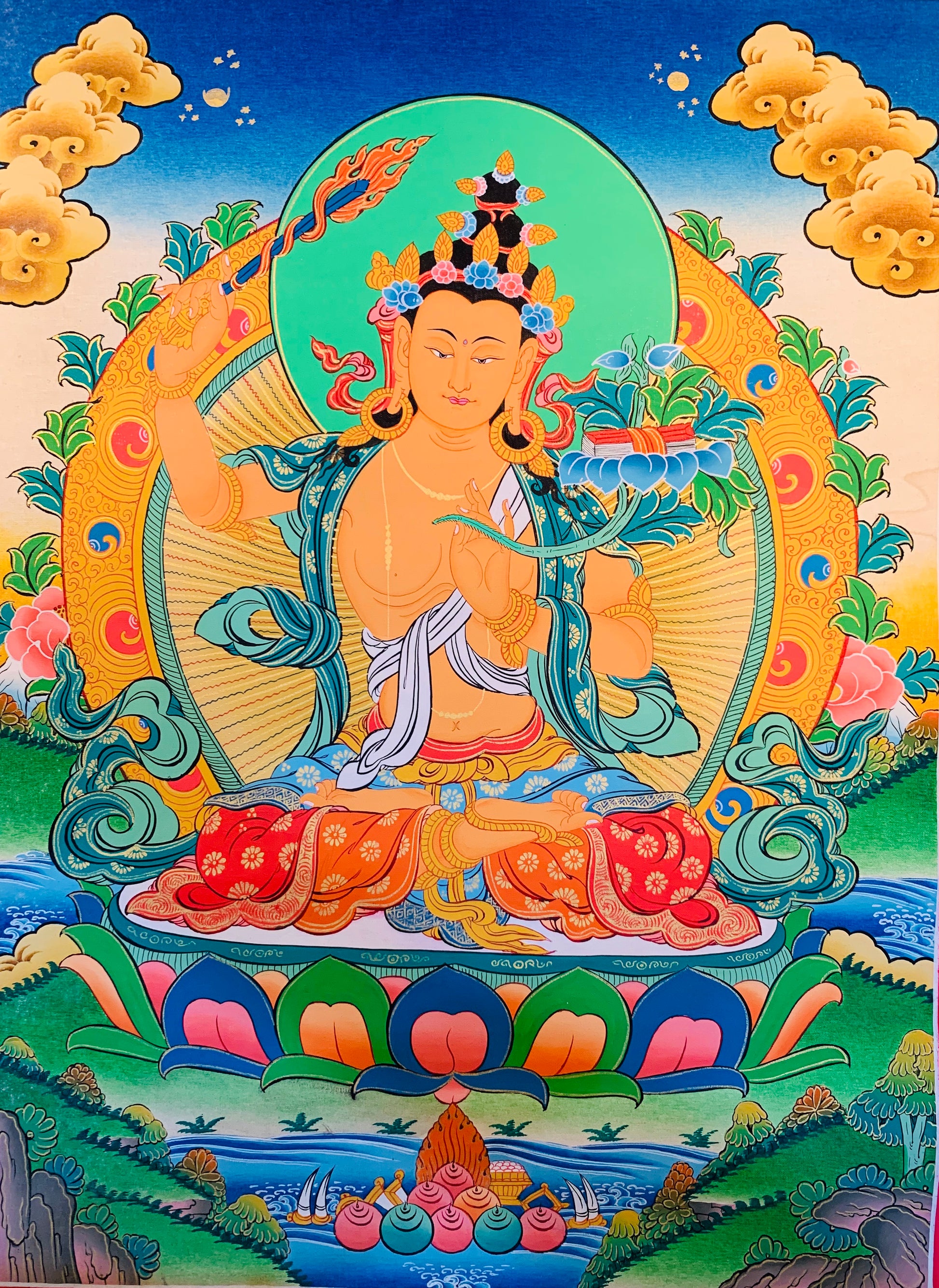 Manjushri Thangka Painting 50*40 - The Thangka