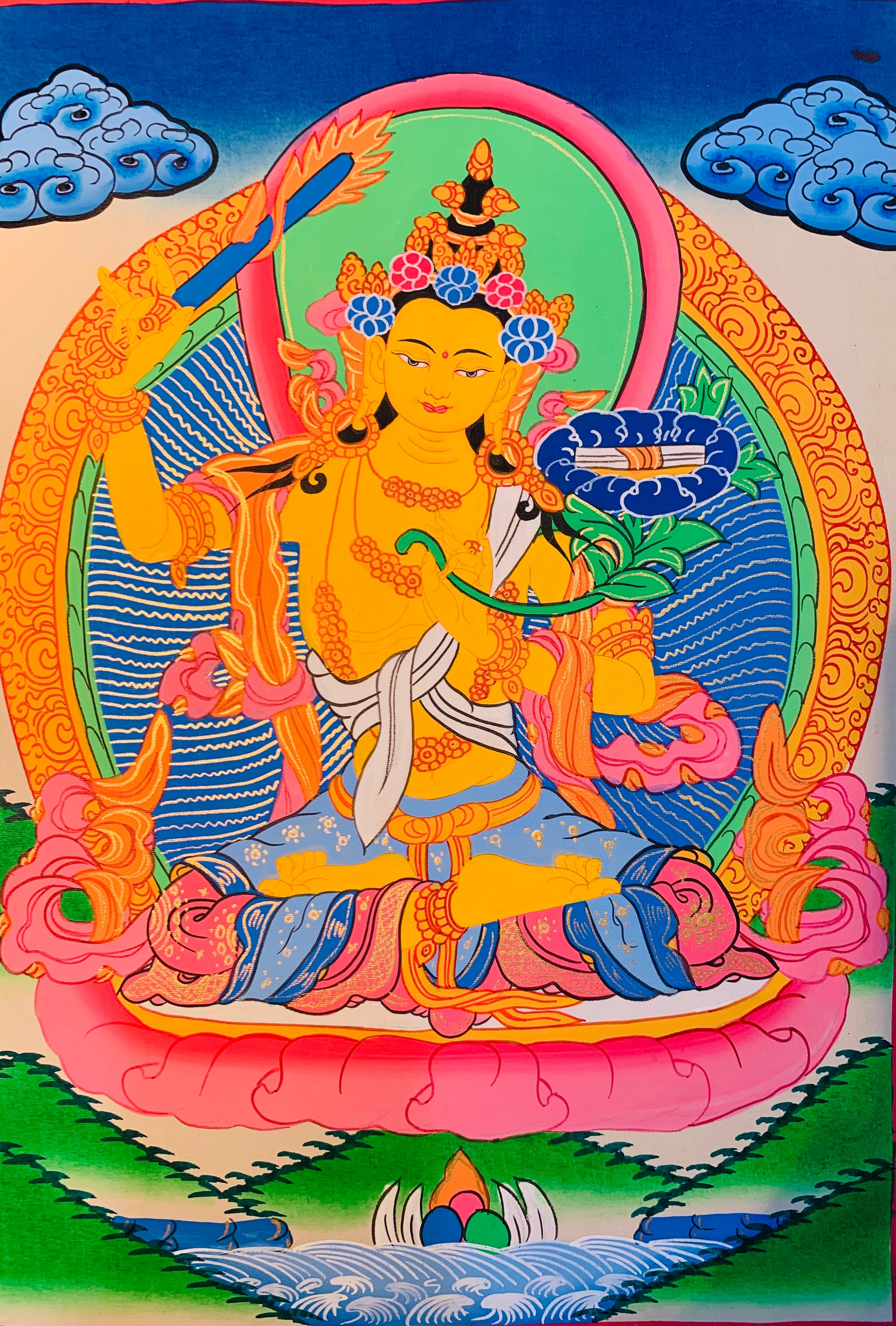 Manjushri Thangka Painting 38*28 - The Thangka