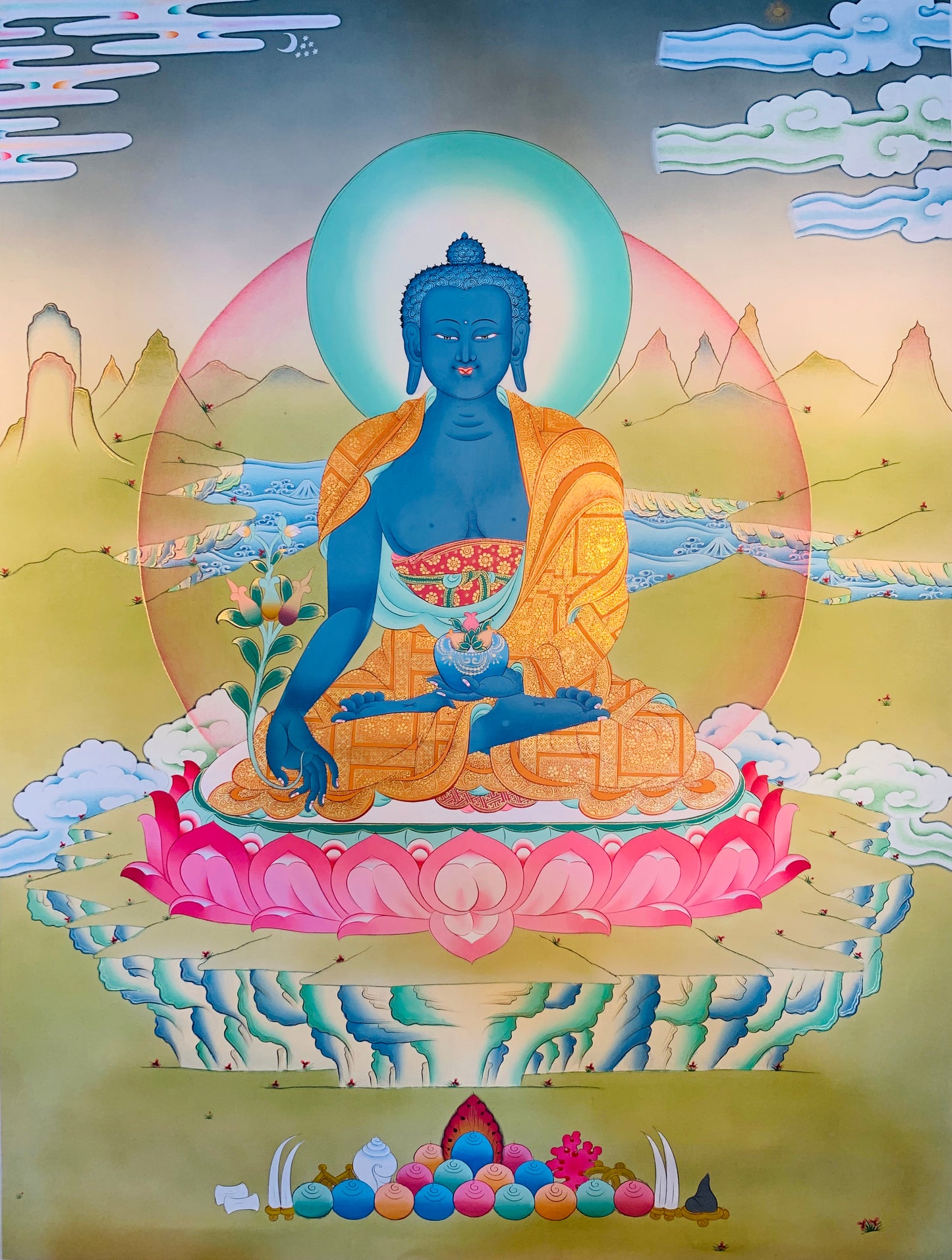 Medicine Buddha Thangka Painting 60*45 - The Thangka