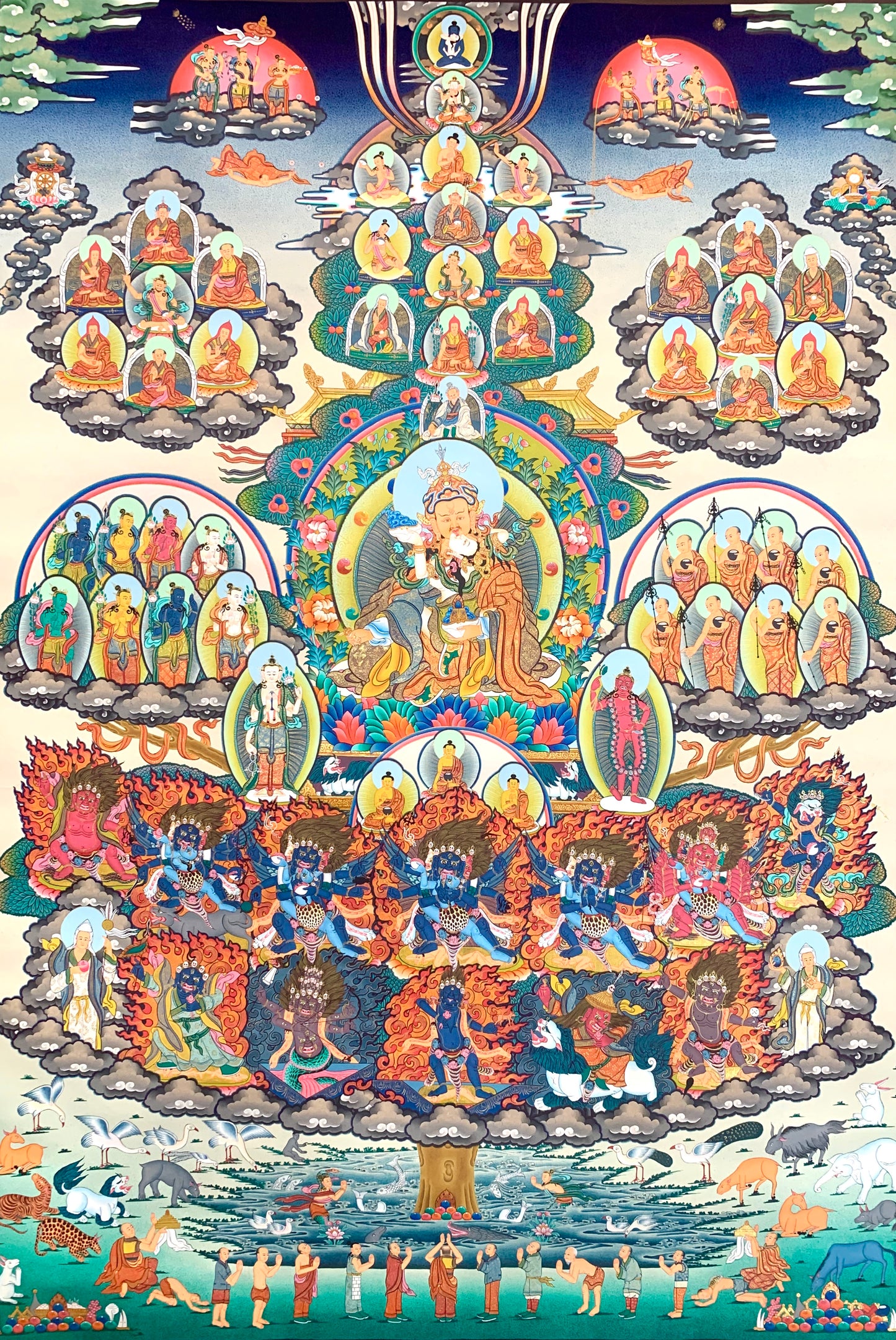 Nyingma Lineage Refuge Tree Thangka Painting 93*64
