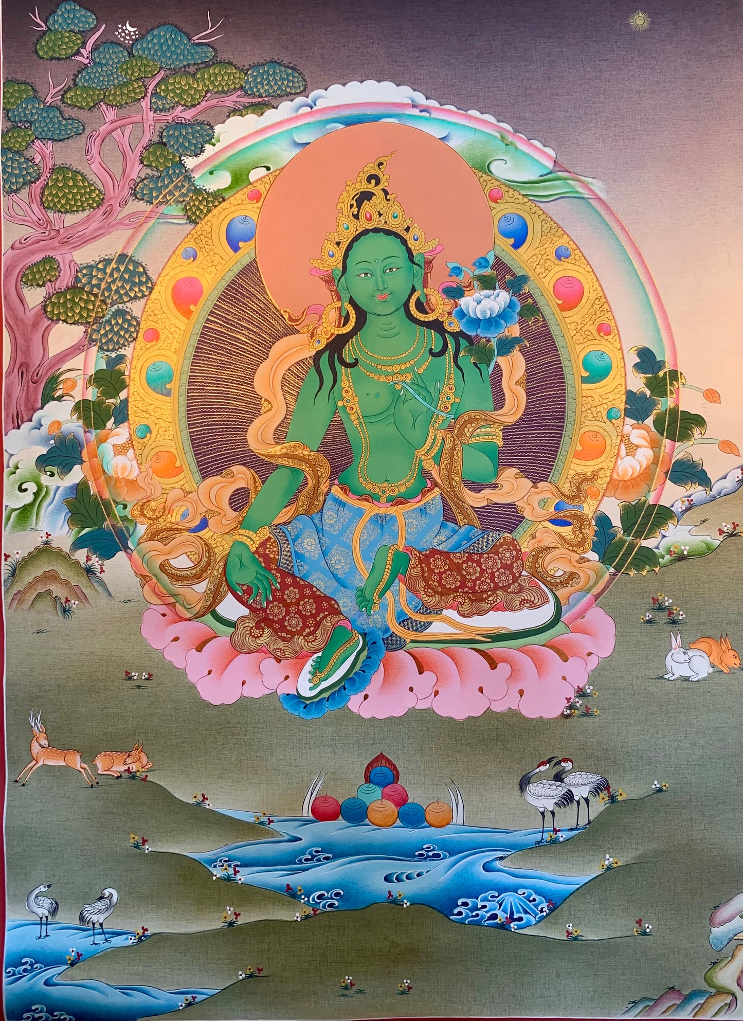 Green Tara Thangka Painting 56x40