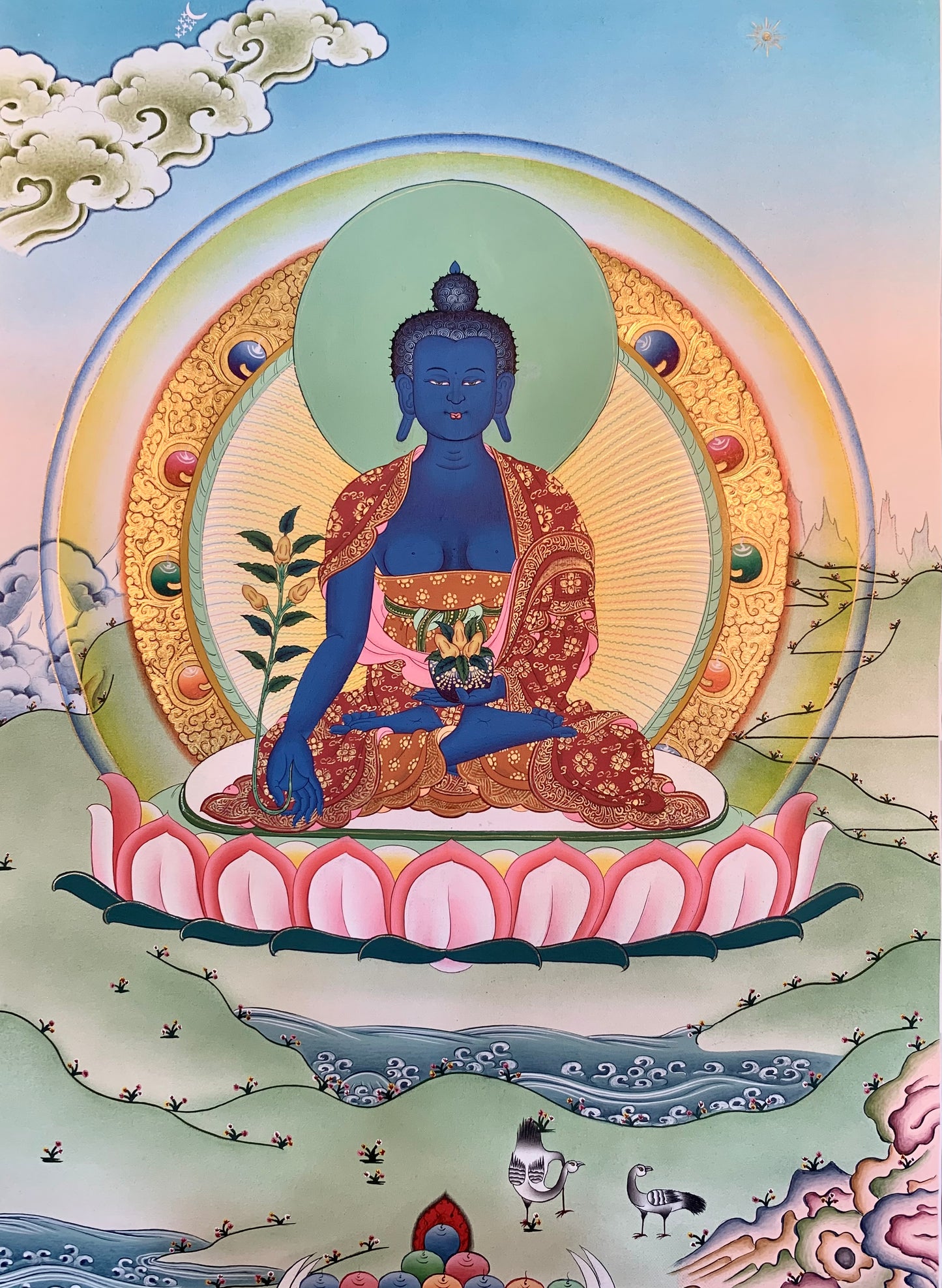 Medicine Buddha Thangka Painting 38*28