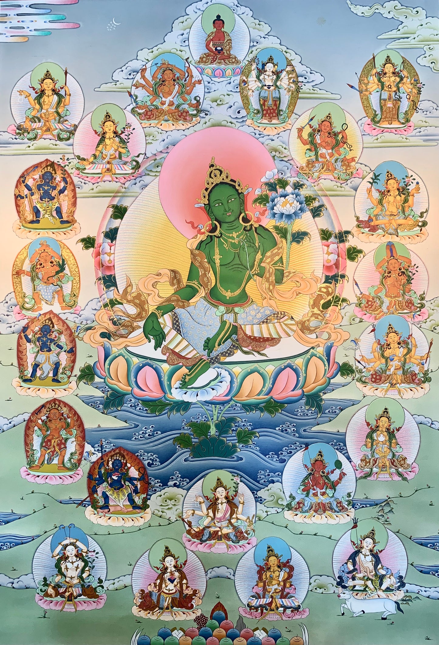 21 Taras - Green Tara Thangka Painting 70*50