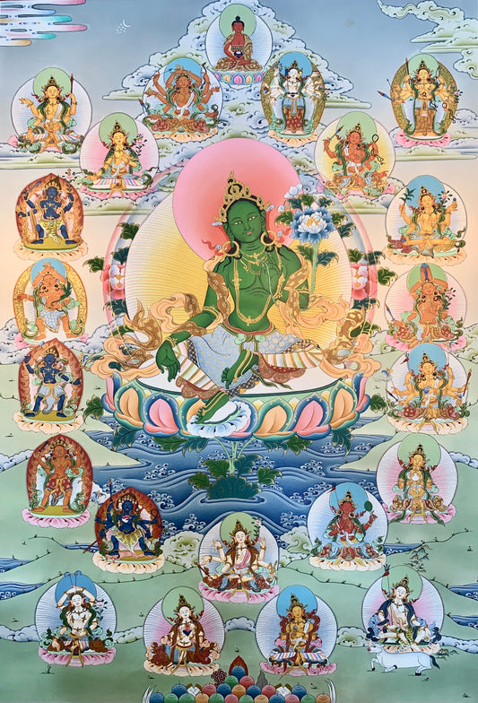 21 Taras - Green Tara Thangka Painting 70*50
