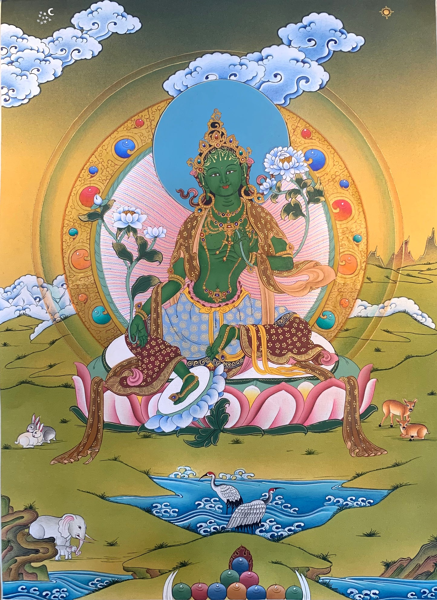 Green Tara Thangka Painting 38*28