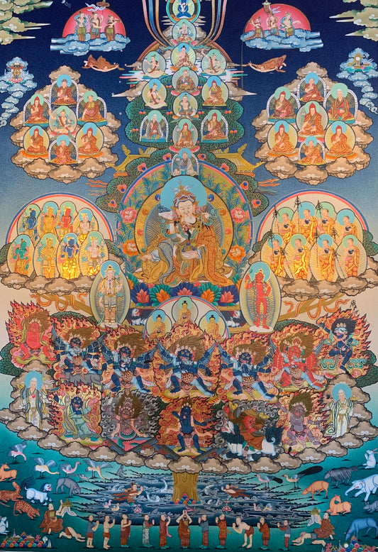 Nyingma Lineage Refuge Tree Thangka Painting 74*50
