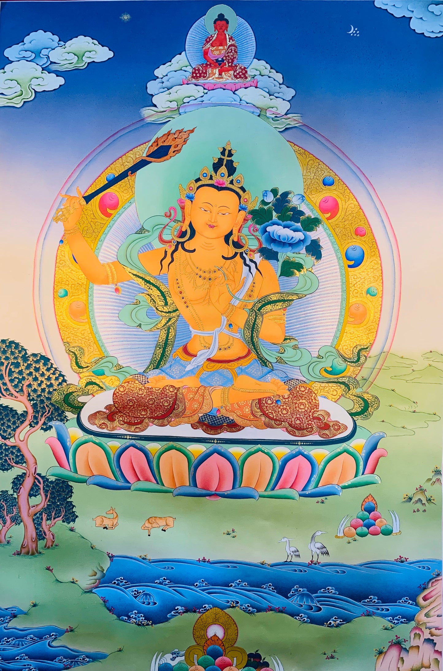 文殊菩萨唐卡画70*50
