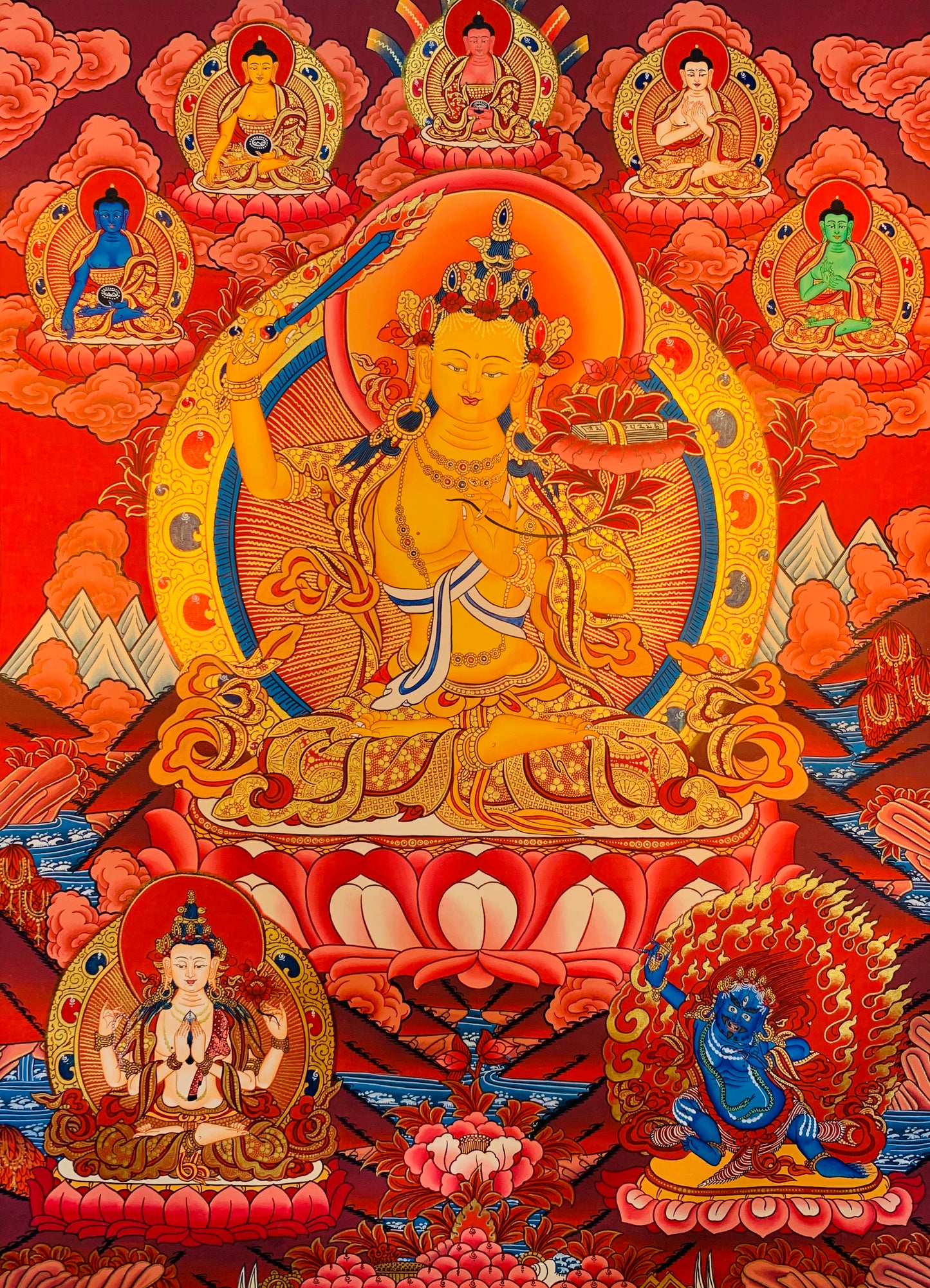 文殊师利唐卡画60*45