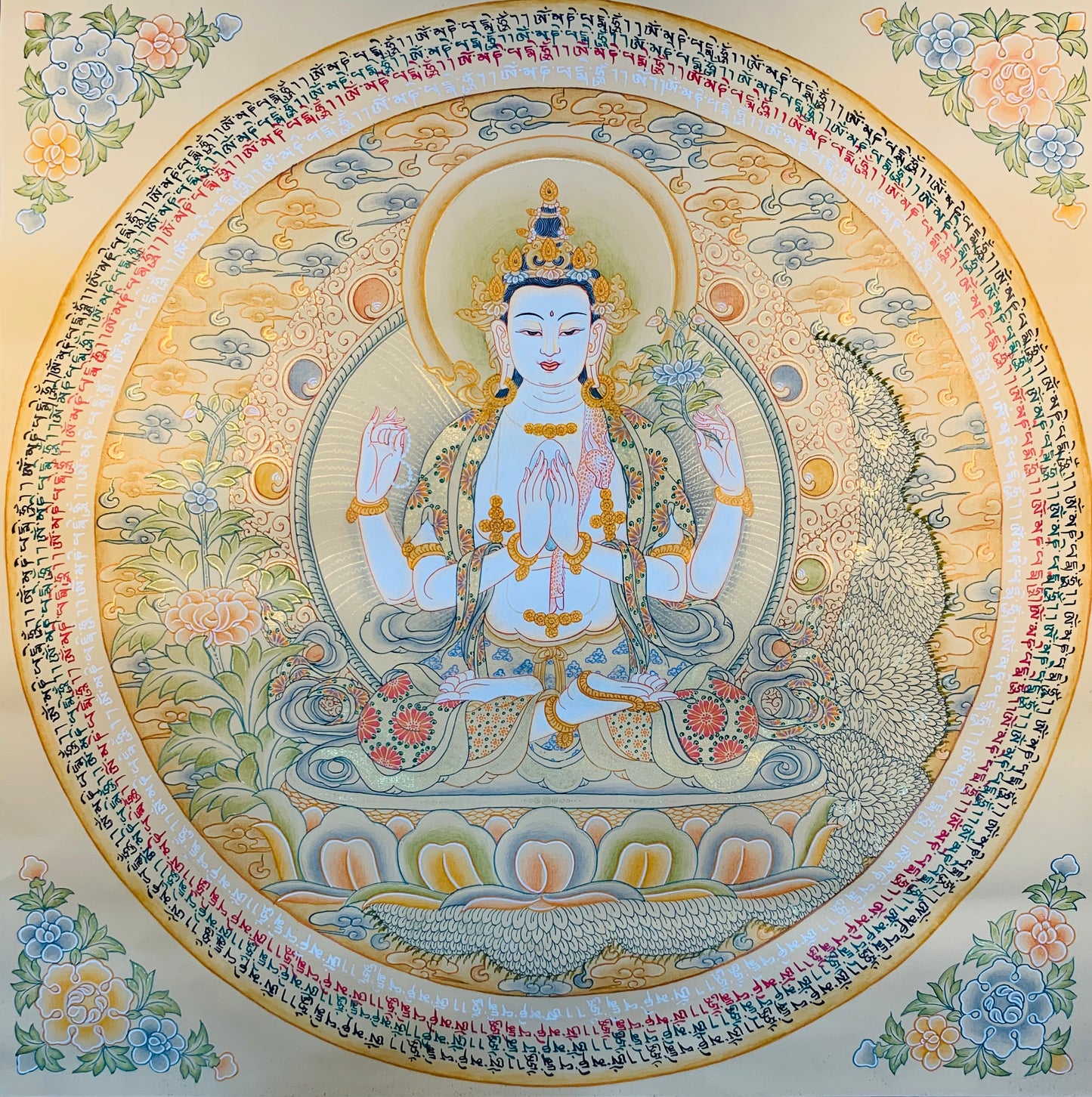 观音唐卡画40*40