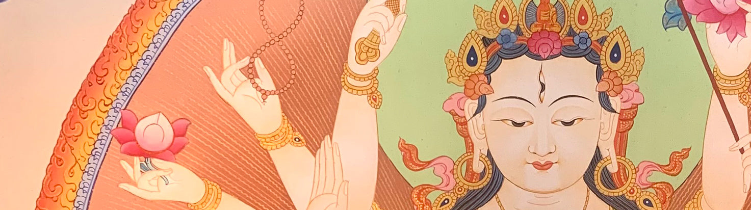 Chandi (or Cunda, Chunda, Cundi, and Chundi) Thangka Paintings | Traditional Hand Painted Tibetan Buddhist Art